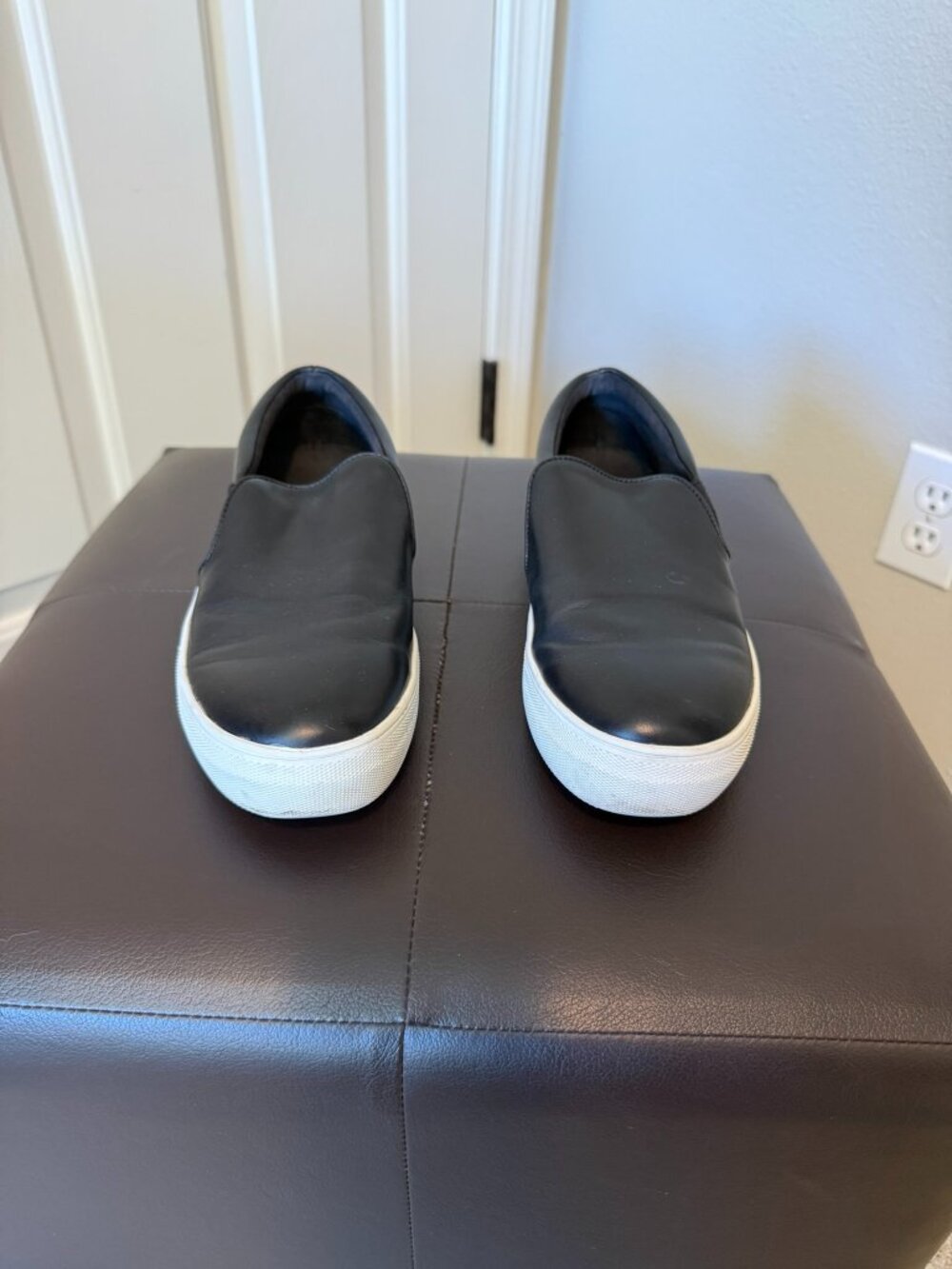 Steve Madden Black Leather Platform Slip-On Sneakers Women's 8.5